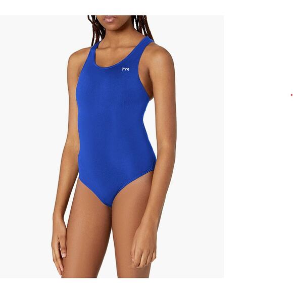 NWT TYR Sport Women's Solid Durafast Maxback Swim Suit Royal 34 Medium - Picture 1 of 6